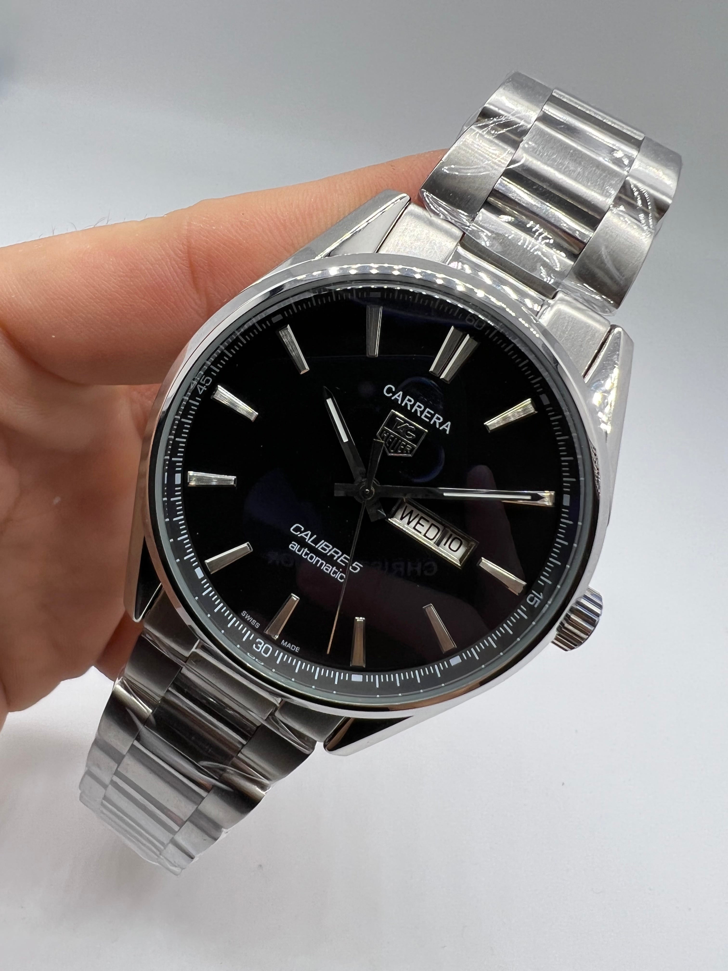 TAG Heuer Carrera Calibre 5 Automatic Day-Date Black with Stainless Steel