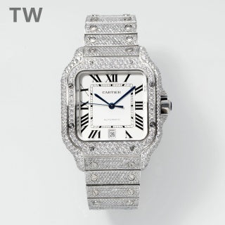 Cartier Santos de Cartier – Large Model (Aftermarket Full Iced)