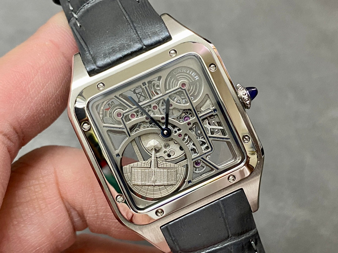 Cartier Santos-Dumont Skeleton “Reve de Plume / Aventurine / Limited Art Motif” (Aftermarket / Special Dial) — Cartier