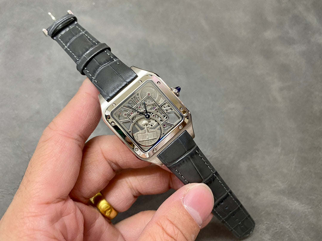 Cartier Santos-Dumont Skeleton “Reve de Plume / Aventurine / Limited Art Motif” (Aftermarket / Special Dial) — Cartier