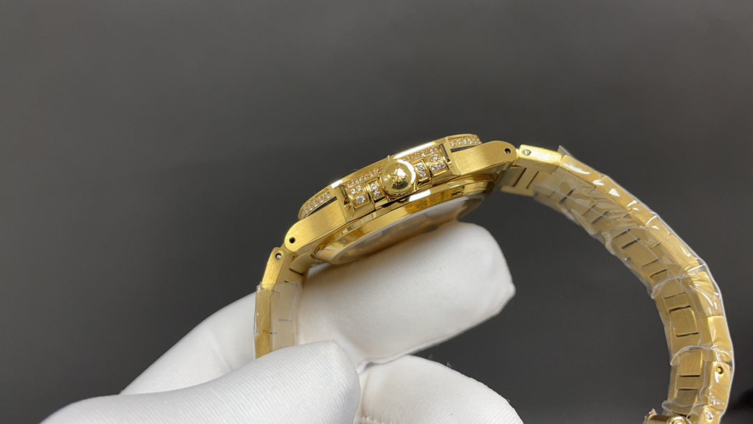 Patek Philippe Nautilus 7010 – “Gold Iced Out” (aftermarket) — Patek Philippe
