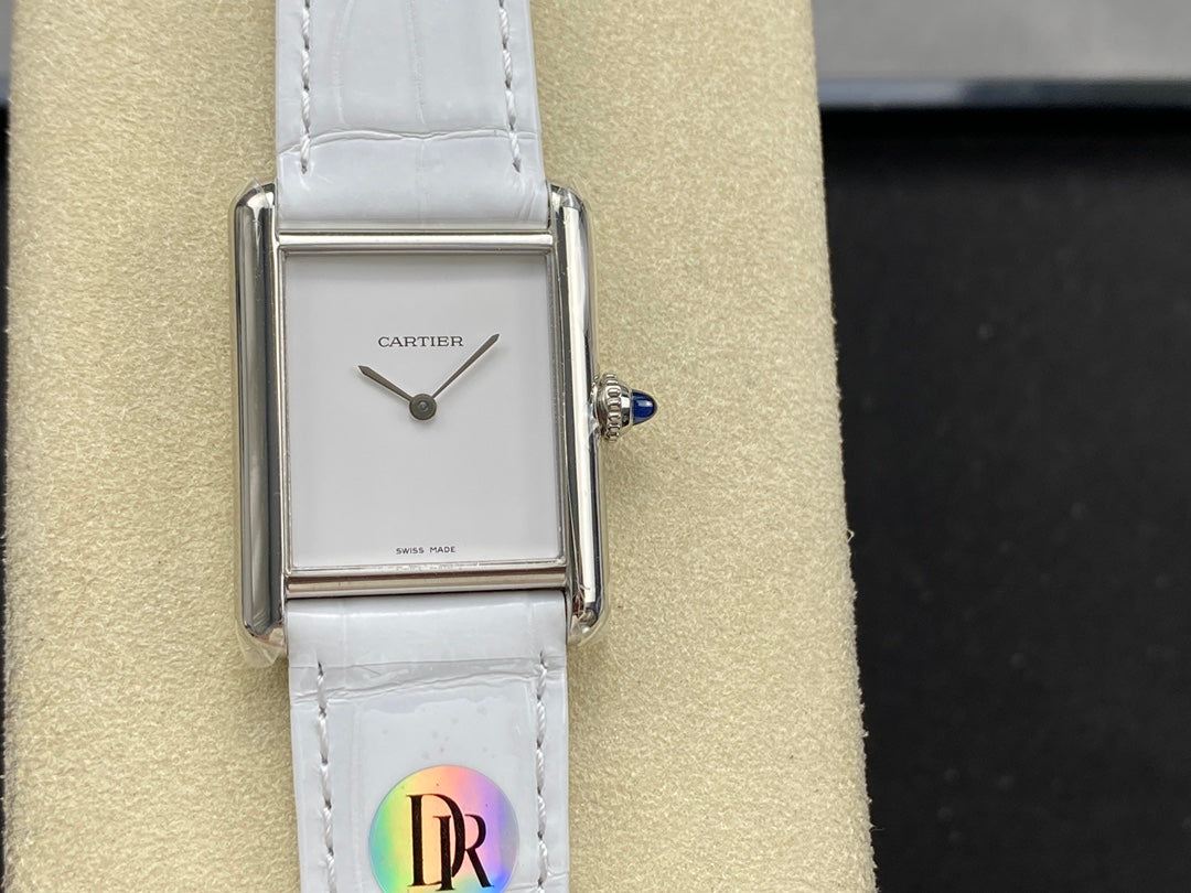 Cartier Tank Must (esfera blanca minimalista)