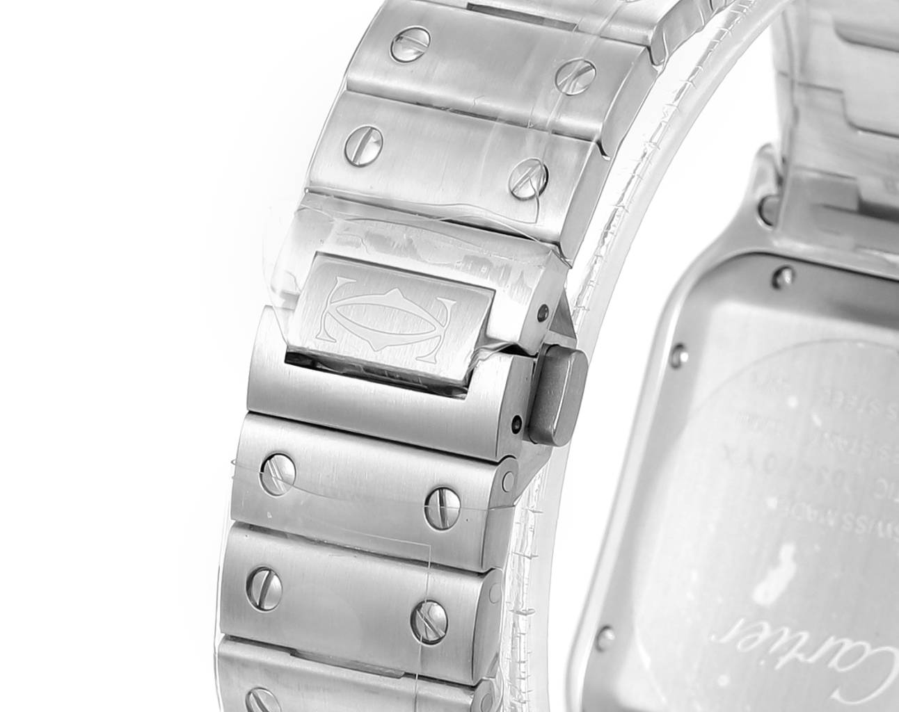 Cartier Santos (acero con esfera azul y diamantes) — Cartier