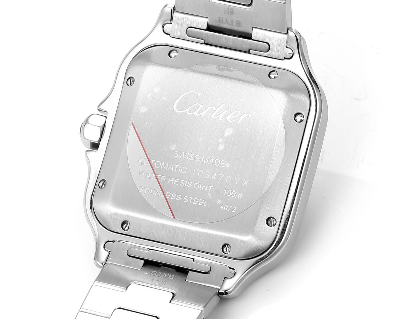Cartier Santos (acero con esfera azul y diamantes) — Cartier