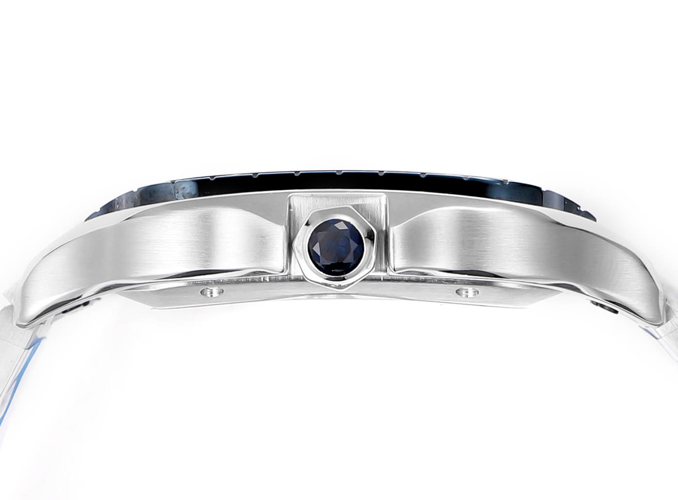 Cartier Santos (acero con esfera azul y diamantes) — Cartier