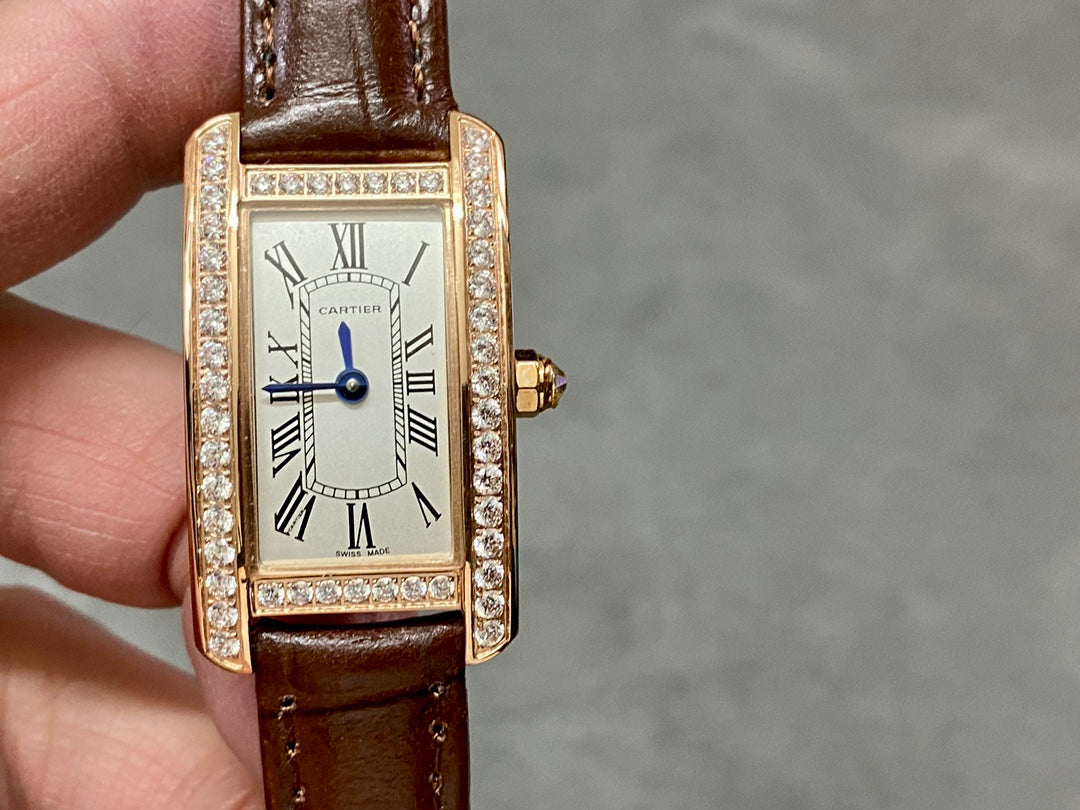 Cartier Tank Américaine (oro rosa con diamantes)
